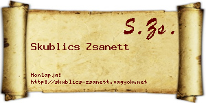 Skublics Zsanett névjegykártya
